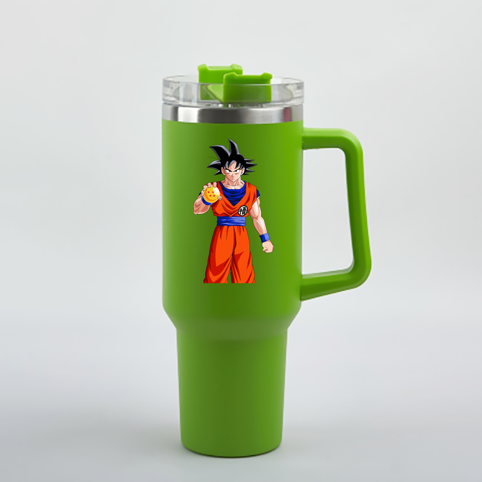 （画像用） ドラゴンボール 孫悟空（そん ごくう）Son Goku カカロット DRAGON BALL Kakarotto 1200mL車用タンブラー - クリスタルステッカー（プラスチックストロー付き）